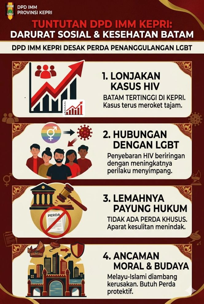 
					Kepri Darurat Moral dan Kesehatan: DPD IMM Kepri Desak Perda Khusus Cegah Ledakan LGBT dan Kasus HIV