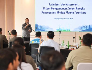 Kepala BNPT RI, Komjen Pol Eddy Hartono dalam kegiatan sosialisasi dan assesment sistem pengamanan dalam rangka pencegahan tindak pidana terorisme di PT PLN Indonesia Power Tanjungpinang, Selasa (23/6/2026). 