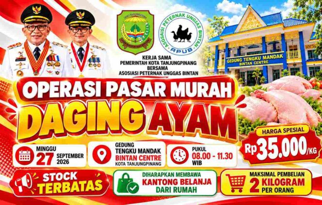 
					Minggu Besok, Pemko Tanjungpinang Gelar Operasi Pasar Murah, Ayam Dijual Rp35 Ribu